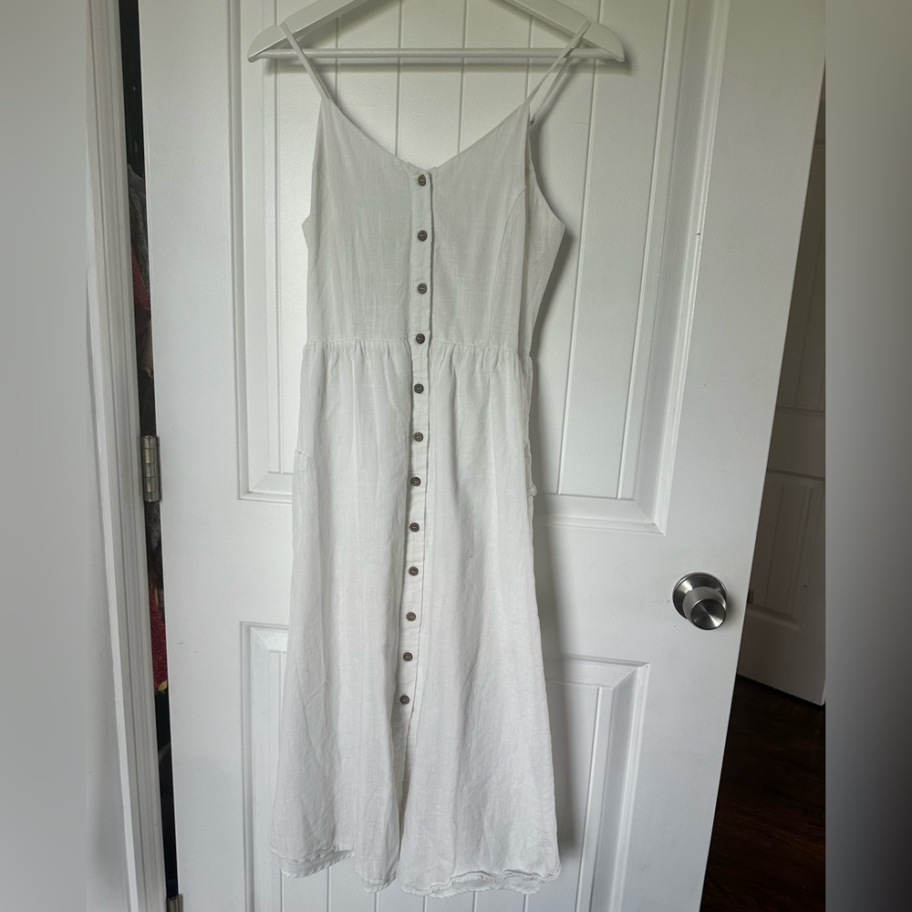 Final Touch White Button-Front Maxi Dress